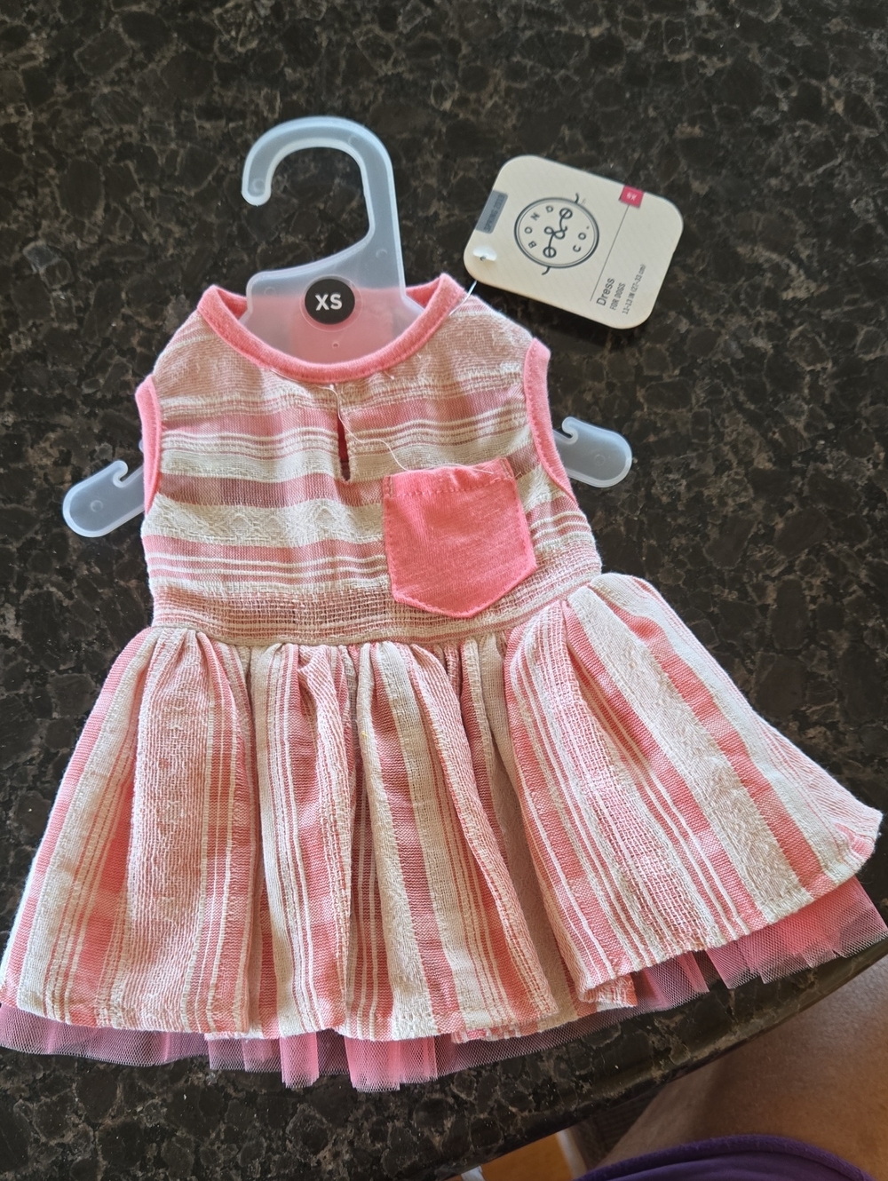 Bond & Co Pink and Cream Striped Doll Dress with Pocket